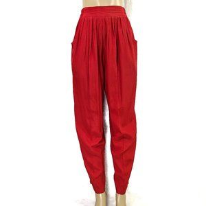 Vintage High Waist Red Rayon Pocket Pants